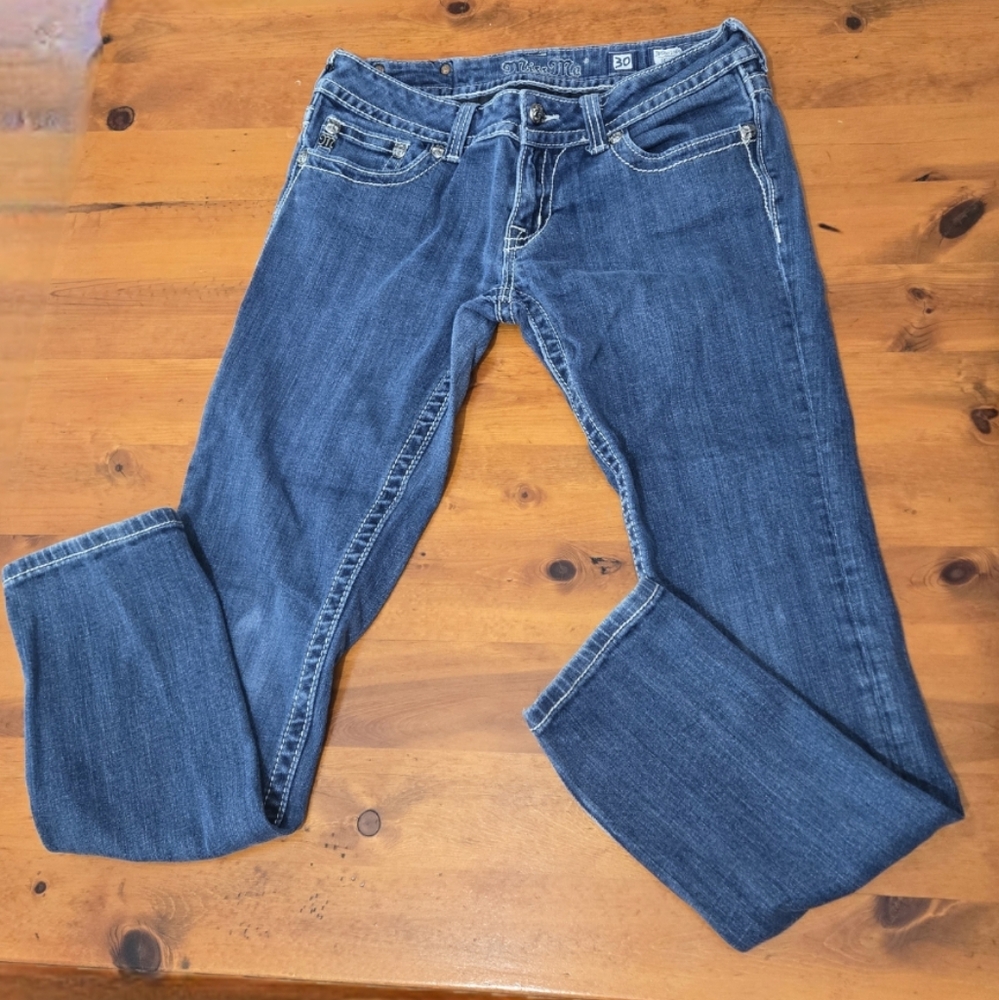 MISS ME JEANS Skinny Crystals Bejeweled Back Pockets Size 30 Length 29 Inches